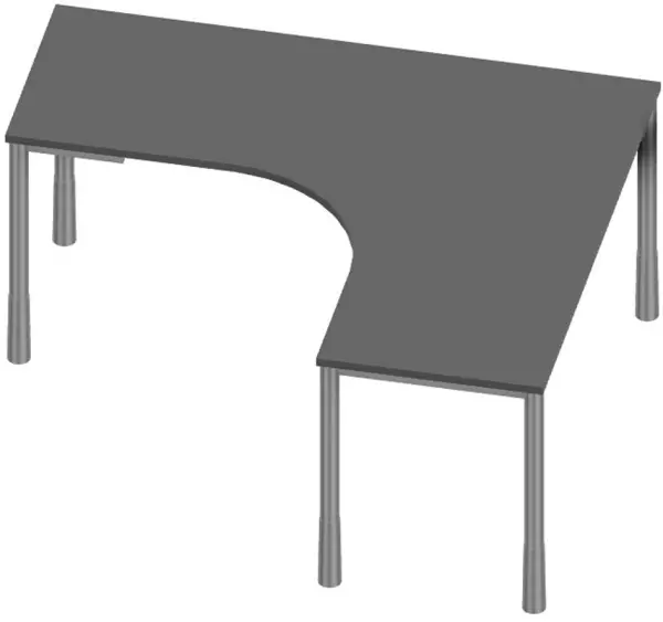 Höhenverstellbarer Freiform- Schreibtisch,HxBxT 720-840x 1600x1400mm,MS-dunkelgrau