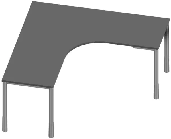 Höhenverstellbarer Freiform- Schreibtisch,HxBxT 720-840x 1600x1600mm,MS-dunkelgrau