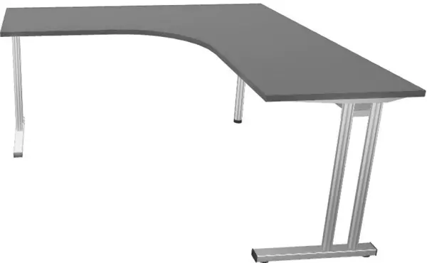 Freiform-Schreibtisch,HxBxT 720-840x1600x1600mm,Platte Holz,MS-dunkelgrau