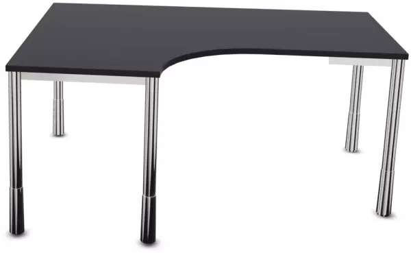 Höhenverstellbarer Freiform- Schreibtisch,HxBxT 720-840x 1600x1200mm,CC-schwarz