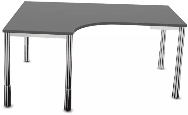 Höhenverstellbarer Freiform- Schreibtisch,HxBxT 720-840x 1600x1200mm,MS-dunkelgrau