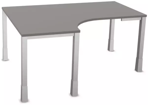 Höhenverstellbarer Freiform- Schreibtisch,HxBxT 720-840x 1600x1200mm,BZ-grau