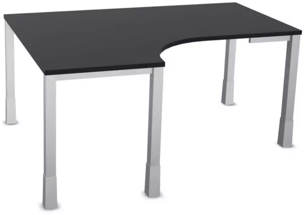 Höhenverstellbarer Freiform- Schreibtisch,HxBxT 720-840x 1600x1200mm,CC-schwarz