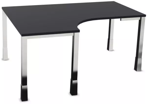 Höhenverstellbarer Freiform- Schreibtisch,HxBxT 720-840x 1600x1200mm,CC-schwarz