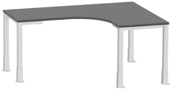 Höhenverstellbarer Freiform- Schreibtisch,HxBxT 720-840x 1600x1200mm,MS-dunkelgrau