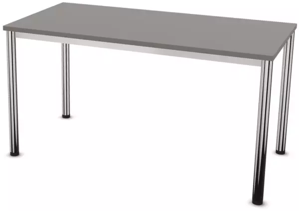 Konferenztisch,HxBxT 740x1400x 700mm,rechteckig,4-Fuß ver- chromt,Rundrohr,BZ-grau