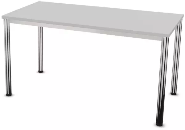 Konferenztisch,HxBxT 740x1400x 700mm,rechteckig,4-Fuß ver- chromt,MP-hellgrau