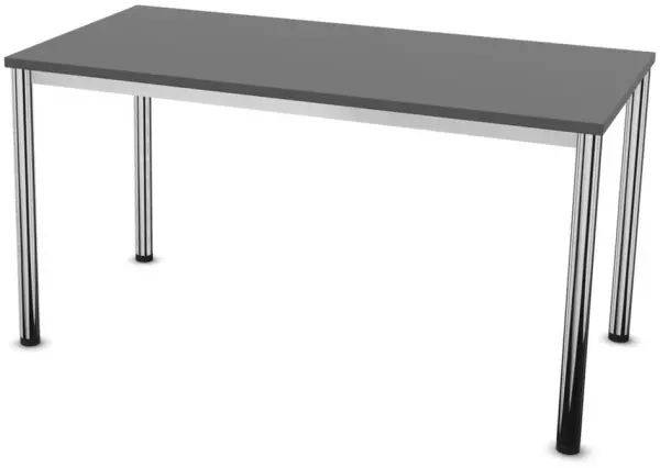 Konferenztisch,HxBxT 740x1400x 700mm,rechteckig,4-Fuß ver- chromt,MS-dunkelgrau