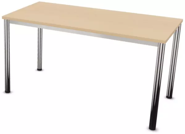 Konferenztisch,HxBxT 740x1400x 700mm,rechteckig,4-Fuß ver- chromt,Rundrohr,NH-Ahorn