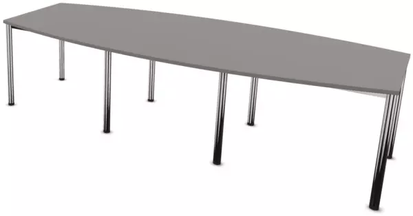 Konferenztisch,HxBxT 740x2800x 1200mm,fassförmig,4-Fuß ver- chromt,Rundrohr,BZ-grau
