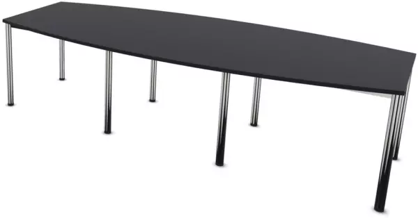 Konferenztisch,HxBxT 740x2800x 1200mm,fassförmig,4-Fuß ver- chromt,CC-schwarz