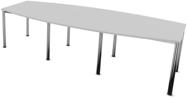 Konferenztisch,HxBxT 740x2800x 1200mm,fassförmig,4-Fuß ver- chromt,MP-hellgrau
