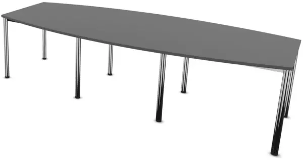 Konferenztisch,HxBxT 740x2800x 1200mm,fassförmig,4-Fuß ver- chromt,MS-dunkelgrau
