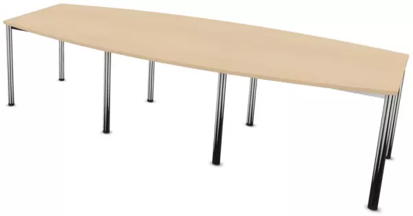 Konferenztisch,HxBxT 740x2800x 1200mm,fassförmig,4-Fuß ver- chromt,NH-Ahorn