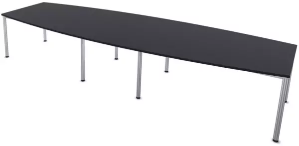 Konferenztisch,HxBxT 740x4000x 1400mm,fassförmig,4-Fuß alu- silber,CC-schwarz
