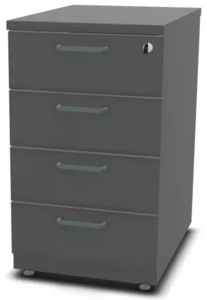 Standcontainer,HxBxT 720x430x 600mm,4 Schublade(n),MS-dun- kelgrau
