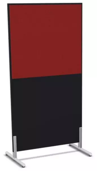 Trennwand,HxB 1545x800mm,Wand Holz/Stoff,Gestell alusilber, CC-schwarz,BN4011-rot