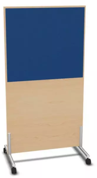 Trennwand,HxB 1545x800mm,Wand Holz/Stoff,Gestell alusilber, NH-Ahorn,BN6016-blau
