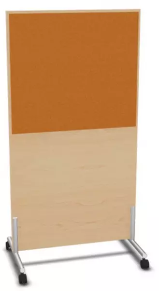 Trennwand,HxB 1545x800mm,Wand Holz/Stoff,Gestell alusilber, NH-Ahorn,BN3005-gelb