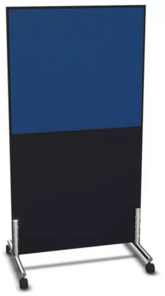 Trennwand,HxB 1545x800mm,Wand Holz/Stoff,Gestell Stahl,CC- schwarz,BN6016-blau