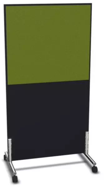 Trennwand,HxB 1545x800mm,Wand Holz/Stoff,Gestell Stahl,CC- schwarz,BN7048-grün