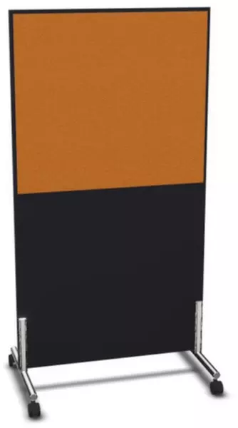 Trennwand,HxB 1545x800mm,Wand Holz/Stoff,Gestell Stahl,CC- schwarz,BN3005-gelb