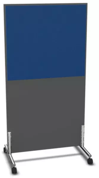 Trennwand,HxB 1545x800mm,Wand Holz/Stoff,Gestell Stahl,MS- dunkelgrau,BN6016-blau