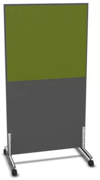 Trennwand,HxB 1545x800mm,Wand Holz/Stoff,Gestell Stahl,MS- dunkelgrau,BN7048-grün