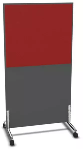 Trennwand,HxB 1545x800mm,Wand Holz/Stoff,Gestell Stahl,MS- dunkelgrau,BN4011-rot