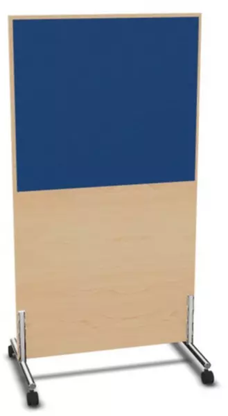 Trennwand,HxB 1545x800mm,Wand Holz/Stoff,Gestell Stahl,NH- Ahorn,BN6016-blau