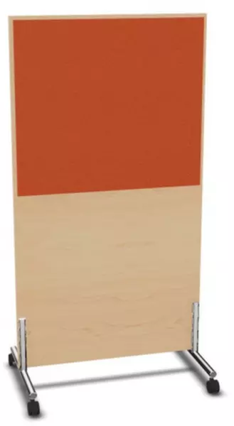 Trennwand,HxB 1545x800mm,Wand Holz/Stoff,Gestell Stahl,NH- Ahorn,BN3012-orange