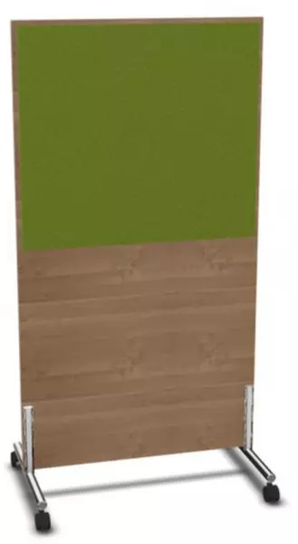 Trennwand,HxB 1545x800mm,Wand Holz/Stoff,Gestell Stahl,NT- Cherry,BN7048-grün