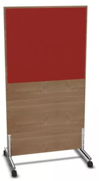 Trennwand,HxB 1545x800mm,Wand Holz/Stoff,Gestell Stahl,NT- Cherry,BN4011-rot