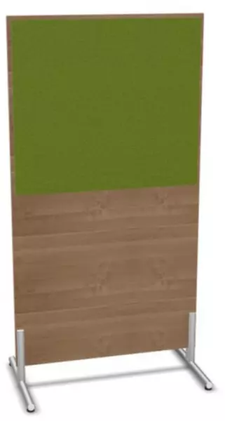 Trennwand,HxB 1545x800mm,Wand Holz/Stoff,Gestell alusilber, NT-Cherry,BN7048-grün