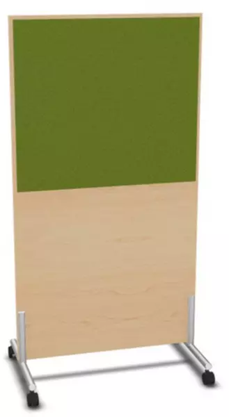 Trennwand,HxB 1545x800mm,Wand Holz/Stoff,Gestell alusilber, NH-Ahorn,BN7048-grün