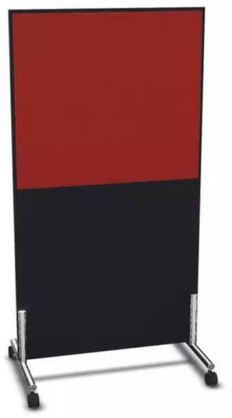 Trennwand,HxB 1545x800mm,Wand Holz/Stoff,Gestell Stahl,CC- schwarz,BN4011-rot