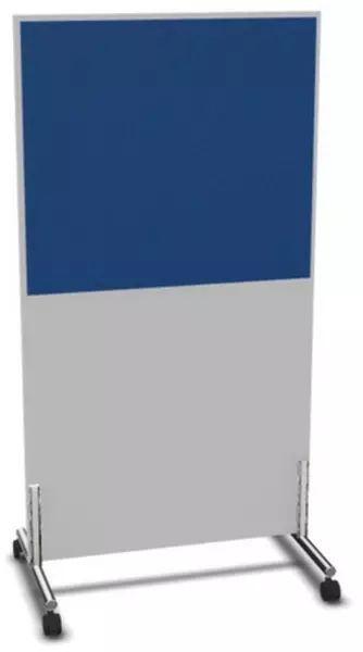 Trennwand,HxB 1545x800mm,Wand Holz/Stoff,Gestell Stahl,MP- hellgrau,BN6016-blau