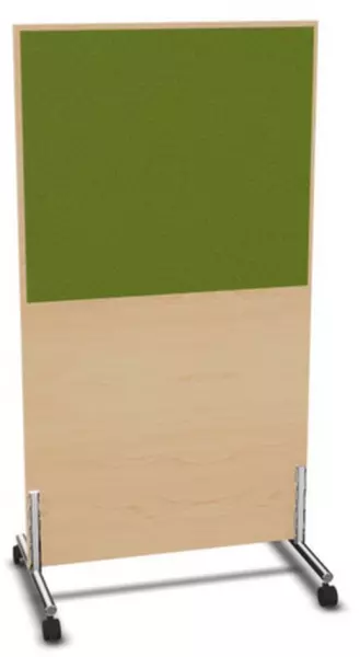 Trennwand,HxB 1545x800mm,Wand Holz/Stoff,Gestell Stahl,NH- Ahorn,BN7048-grün