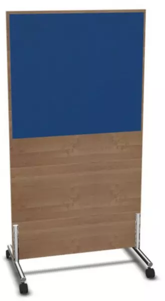 Trennwand,HxB 1545x800mm,Wand Holz/Stoff,Gestell Stahl,NT- Cherry,BN6016-blau