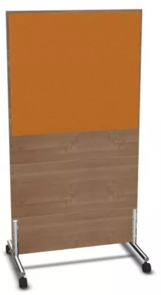 Trennwand,HxB 1545x800mm,Wand Holz/Stoff,Gestell Stahl,NT- Cherry,BN3005-gelb