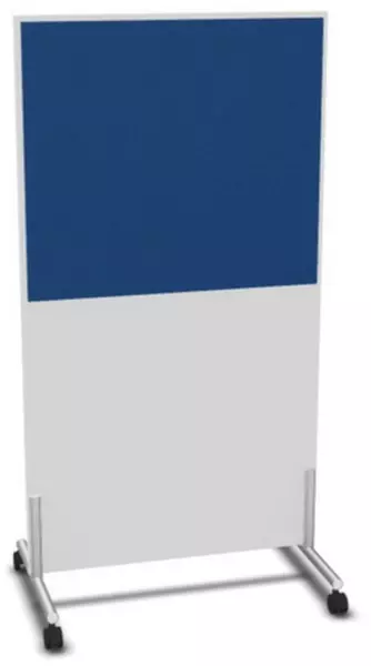 Trennwand,HxB 1545x800mm,Wand Holz/Stoff,Gestell alusilber, BI-weiss,BN6016-blau