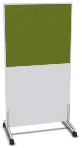 Trennwand,HxB 1545x800mm,Wand Holz/Stoff,Gestell alusilber, BI-weiss,BN7048-grün