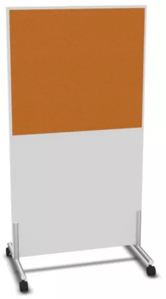 Trennwand,HxB 1545x800mm,Wand Holz/Stoff,Gestell alusilber, BI-weiss,BN3005-gelb