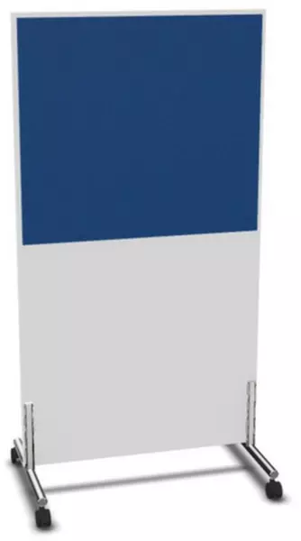 Trennwand,HxB 1545x800mm,Wand Holz/Stoff,Gestell Stahl,BI- weiss,BN6016-blau