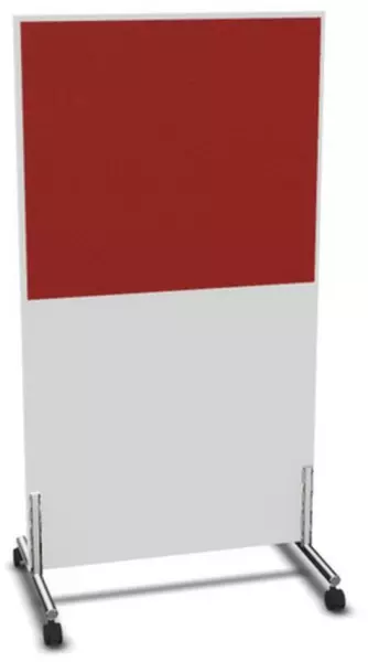 Trennwand,HxB 1545x800mm,Wand Holz/Stoff,Gestell Stahl,BI- weiss,BN4011-rot