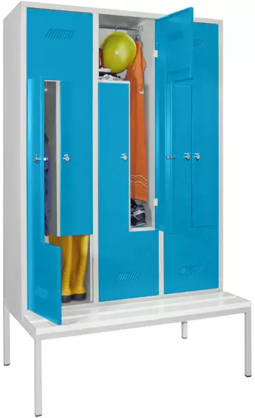 armoire vestiaire Z,HxlxP 2100x1230x800mm,6compart., RAL7035,façade RAL5012