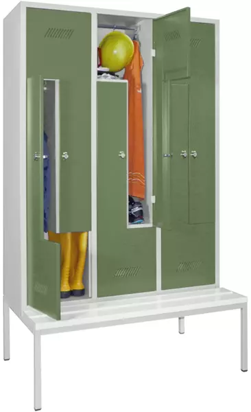 armoire vestiaire Z,HxlxP 2100x1230x800mm,6compart., RAL7035,façade RAL6011