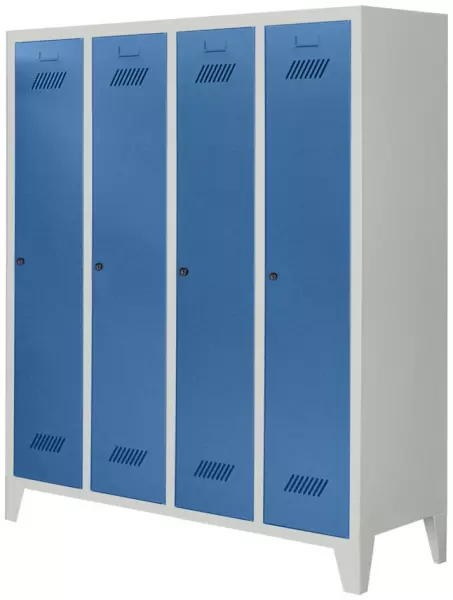 Garderobenschrank,Kinder,4 Abteile,HxBxT 1600x1230x500mm, RAL7035,Front RAL5012