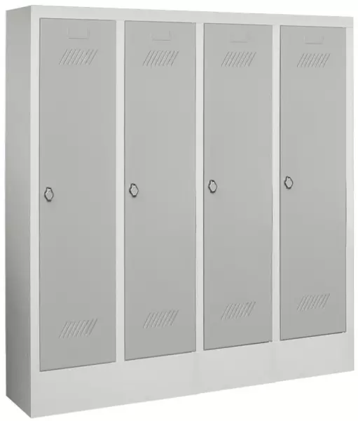 Garderobenschrank,Kinder,4 Abteile,HxBxT 1300x1030x300mm, RAL7035,Front RAL7035