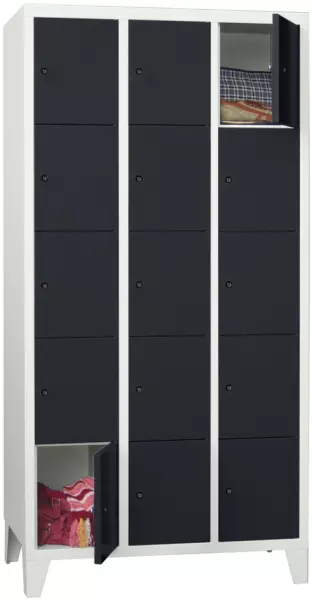 armoire multicases,HxlxP 1850x 930x500mm,3x5compartiments, RAL7035,façade RAL7016